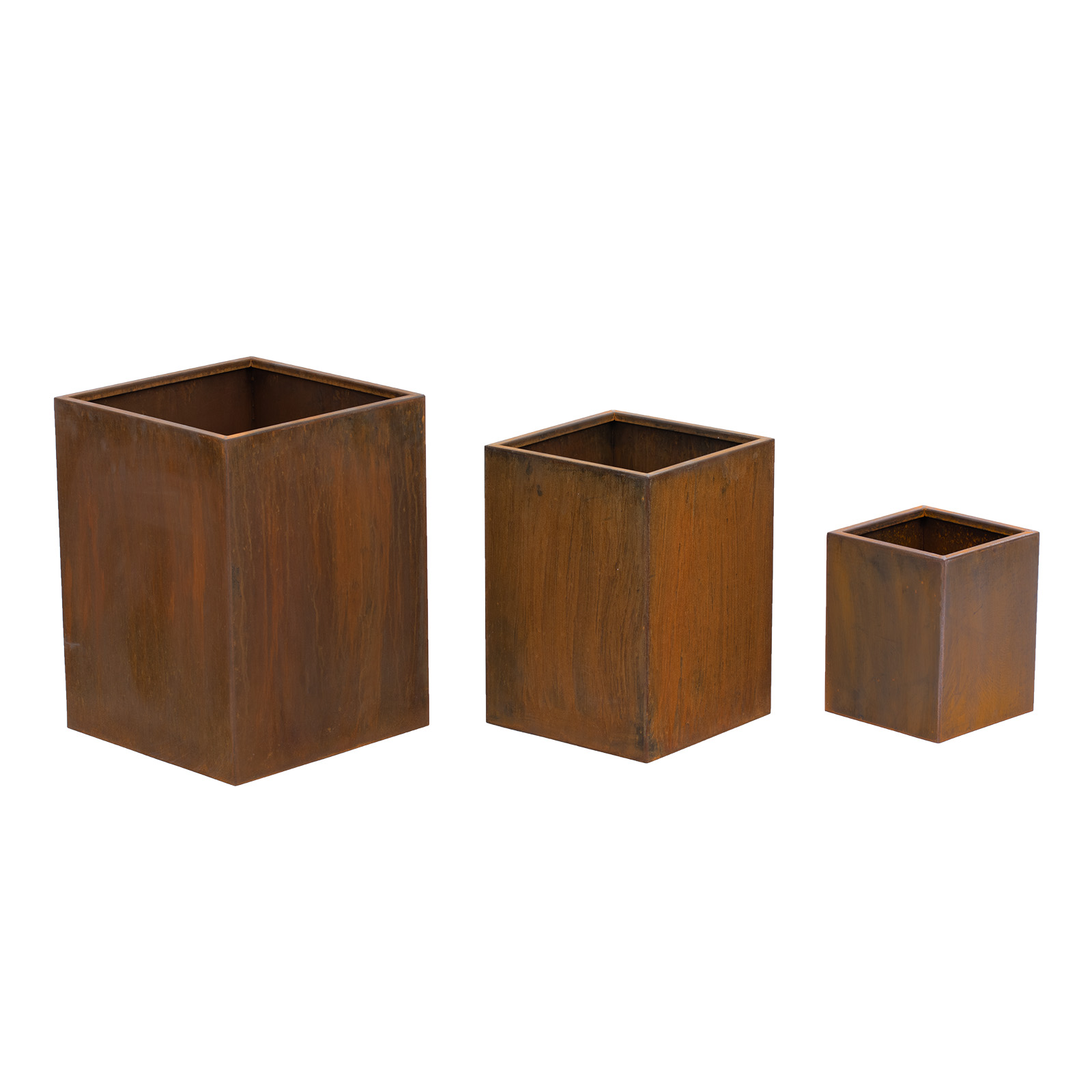 Γλάστρα - Σετ 3 τεμαχίων - Corten steel - στρογγυλή - κόκκινο σκουριάς - Royal Catering