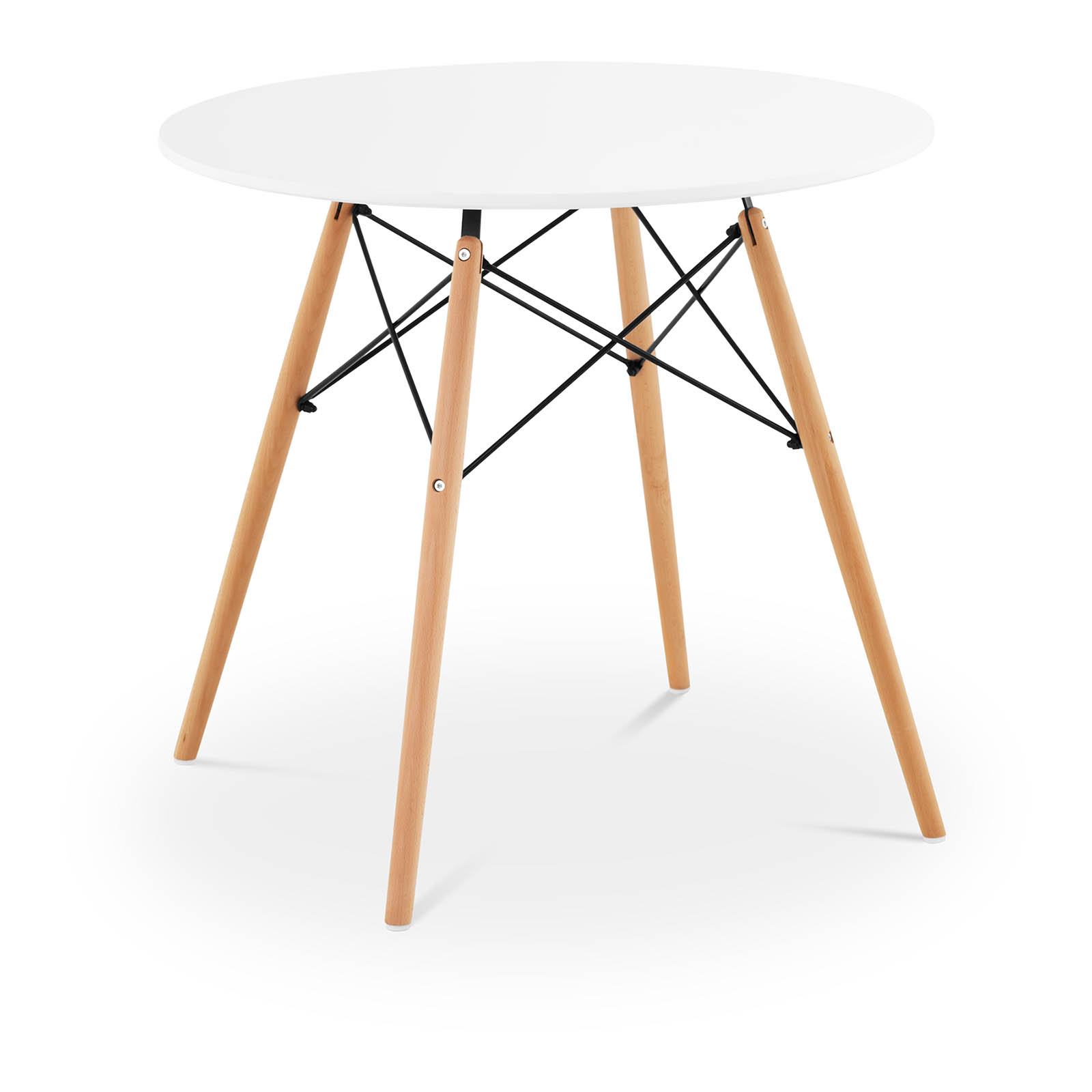Τραπέζι - στρογγυλό - Ø 80 cm - λευκό - μαύρο μεταλλικό αντηρίδα